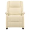 vidaXL Podnoszony fotel masujący, kremowy, skóra naturalna
