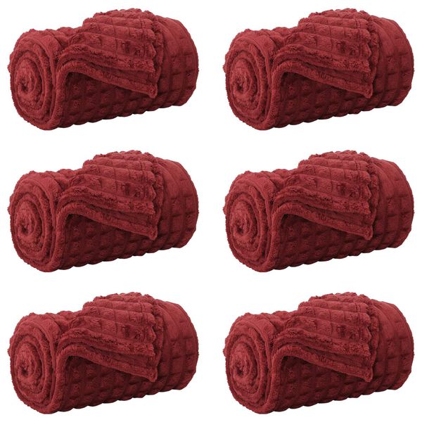 vidaXL Koce narzutowe 6 pcs Bordeaux Czerwony 150 x 130 cm Polar