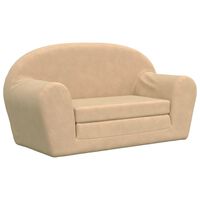 vidaXL 2-os. sofa dla dzieci, rozkładana, kremowa, miękki plusz