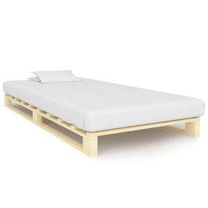 vidaXL Rama ł&oacute;żka z palet, lite drewno sosnowe, 90 x 200 cm