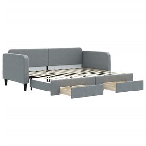 vidaXL Sofa rozsuwana z szufladami, jasnoszara, 90x200 cm, tkanina