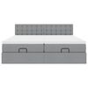 vidaXL Rama ł&oacute;żka otomana z materacami, szara, 180x200 cm, tkanina