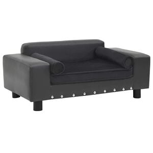 vidaXL Sofa dla psa, ciemnoszara, 81x43x31 cm, plusz i sztuczna sk&oacute;ra
