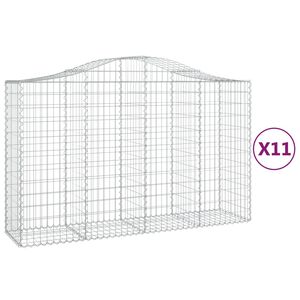 vidaXL Kosze gabionowe, 11 szt, 200x50x120/140cm, galwanizowane żelazo