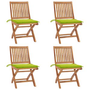 vidaXL Składane krzesła ogrodowe z poduszkami, 4 szt., drewno tekowe