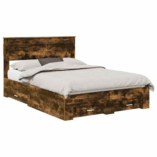vidaXL Ramka ł&oacute;żka Dąb wędzony 150 x 200 cm Materiał drewnopochodny