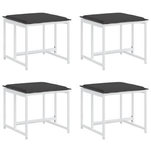 vidaXL Stołki ogrodowe z poduszkami, 4 szt., białe, stal i textilene