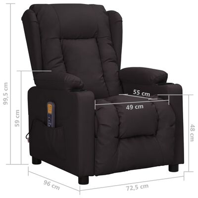 vidaXL Masujący fotel podnoszony, rozkładany, czarny, sztuczna skóra