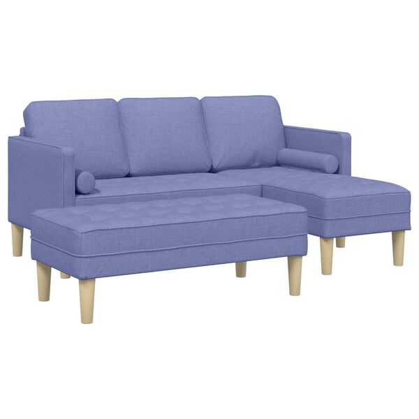 vidaXL Zestaw Sof z poduszką 2 pcs Niebieski dżins Poliester