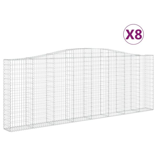 vidaXL Kosze gabionowe, 8 szt, 400x30x140/160 cm, galwanizowane żelazo