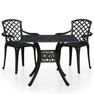 vidaXL 3-cz. zestaw mebli bistro ze stopu aluminium, czarny