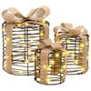 vidaXL Dekoracja Pudełka Prezentowego 3 szt. 60 LED Ciepła biel rattan