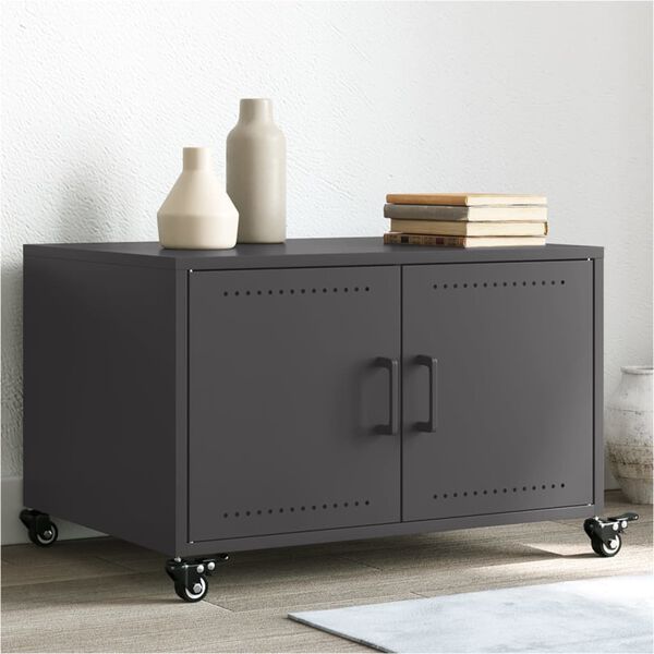 vidaXL Stolik kawowy, czarny, 68x50x43,5 cm, stal