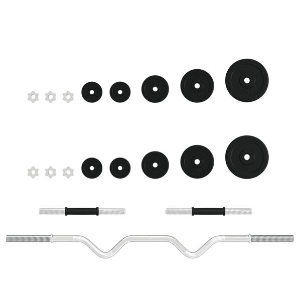 vidaXL Sztanga i hantle z zestawem obciążników, 30 kg, żeliwo