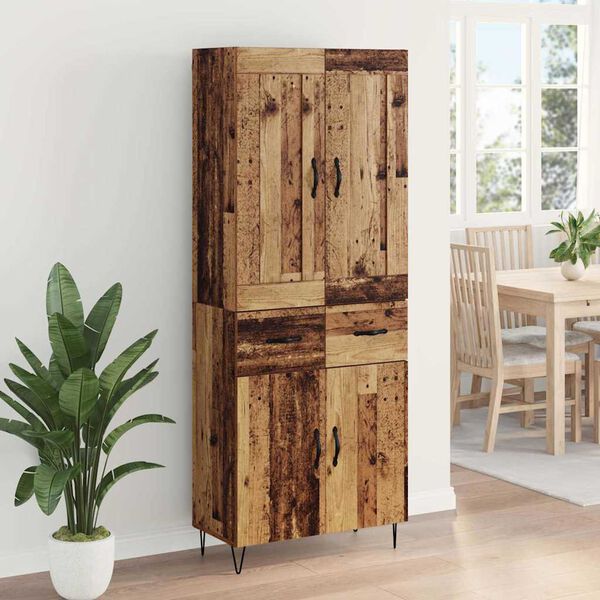 vidaXL Highboard z szufladą Stare drewno 69,5 x 34 x 180 cm