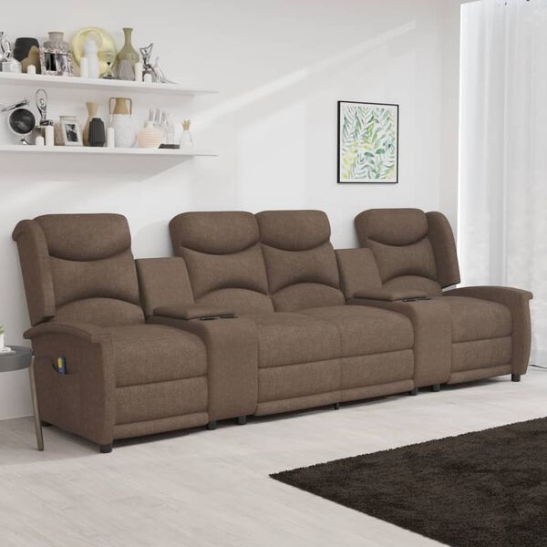 vidaXL Rozkładany fotel masujący z uchwytem, 4-os., taupe