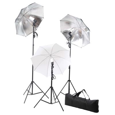 vidaXL Zestaw studyjny z lampami, parasolkami, tłami i reflektorem
