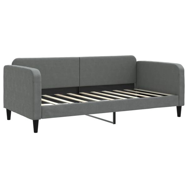 vidaXL Sofa rozsuwana z materacami, ciemnoszara, 90x190 cm, tkanina