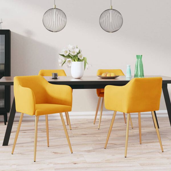 vidaXL Krzesła stołowe, 4 szt., ż&oacute;łte, aksamitne