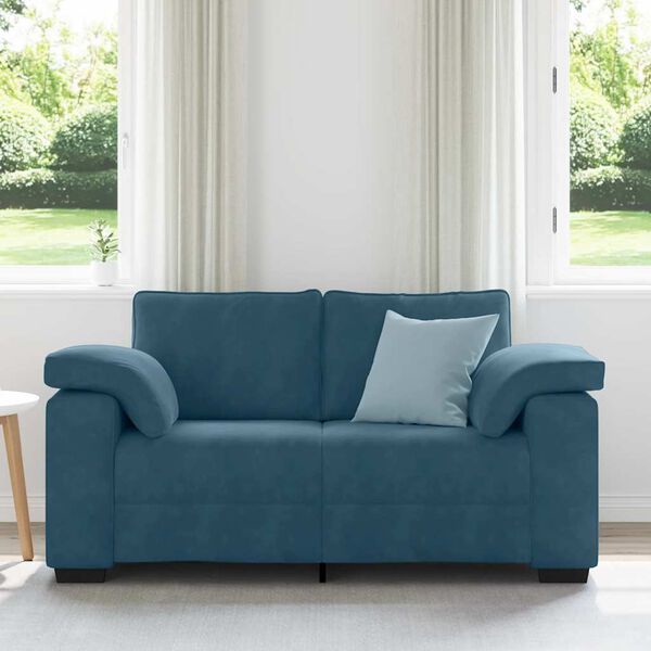 vidaXL Sofa dwuosobowa, niebieska, 160x77x82 cm, aksamit