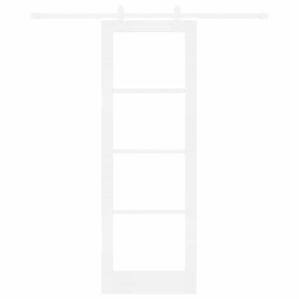 vidaXL Drzwi przesuwne Biały 73,5 x 211 cm Lite drewno sosnowe i szkło