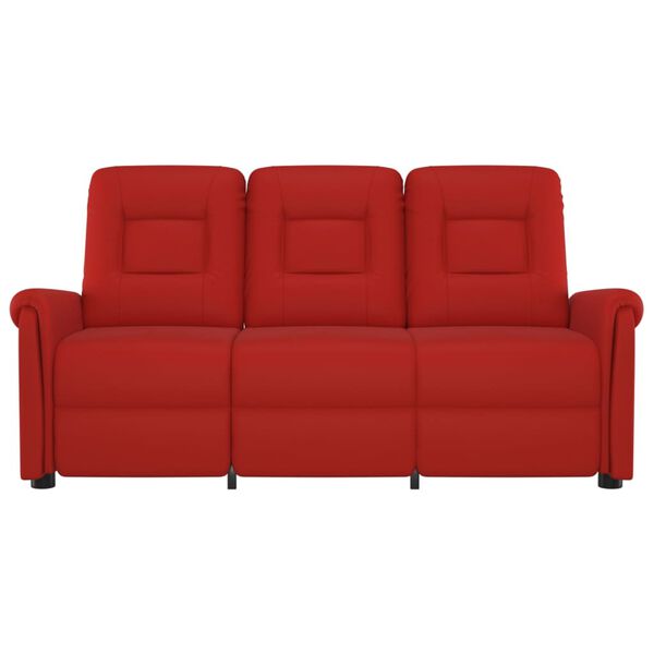 vidaXL Rozkładany fotel masujący 3-os., winna czerwień, sztuczna skóra