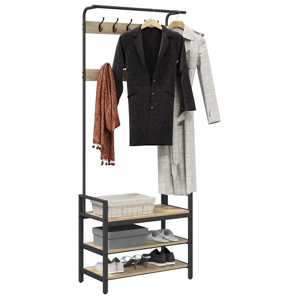 vidaXL Wieszak na płaszcze z p&oacute;łką Dąb Sonoma 75 x 34 x 184 cm