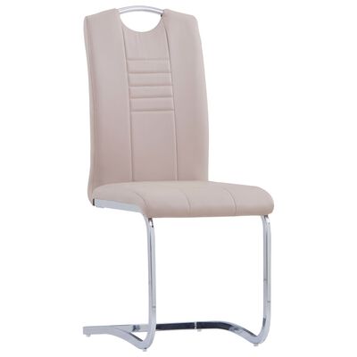 vidaXL Krzesła stołowe, wspornikowe 2 szt., cappuccino, sztuczna skóra