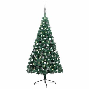 vidaXL Choinka z lampkami i bombkami, poł&oacute;wka, zielona, 120 cm