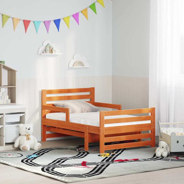 vidaXL Ramka ł&oacute;żka z materacem Brązowy 80 x 200 cm Lite drewno sosnowe