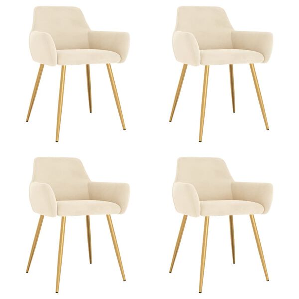 vidaXL Krzesła stołowe, 4 szt., kremowe, obite aksamitem
