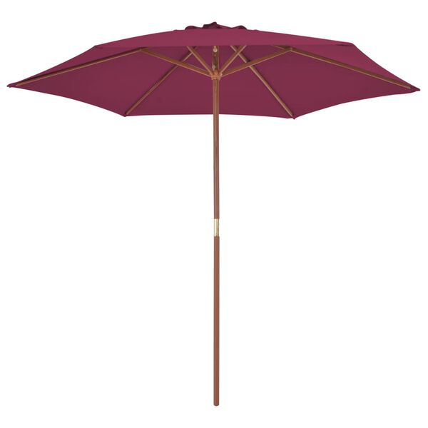 vidaXL Parasol ogrodowy na drewnianym słupku, 270 cm, bordowy