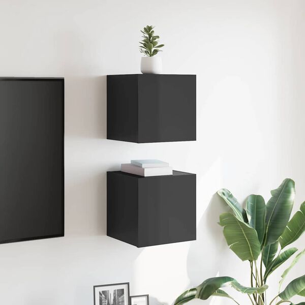 vidaXL Wiszące szafki TV, 2 szt., wysoki połysk, szare, 30,5x30x30 cm