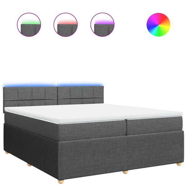 vidaXL Ł&oacute;żko kontynentalne z materacem, ciemnoszara tkanina 200x200 cm