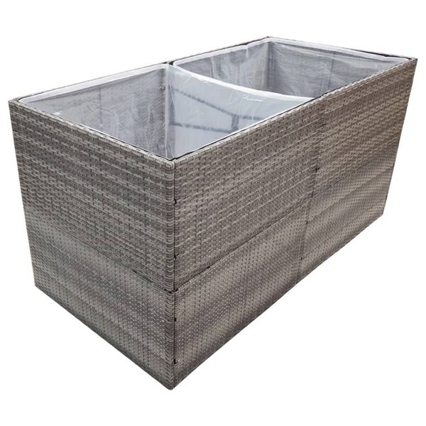 vidaXL Donica ogrodowa, szara, 157x80x80 cm, rattan PE