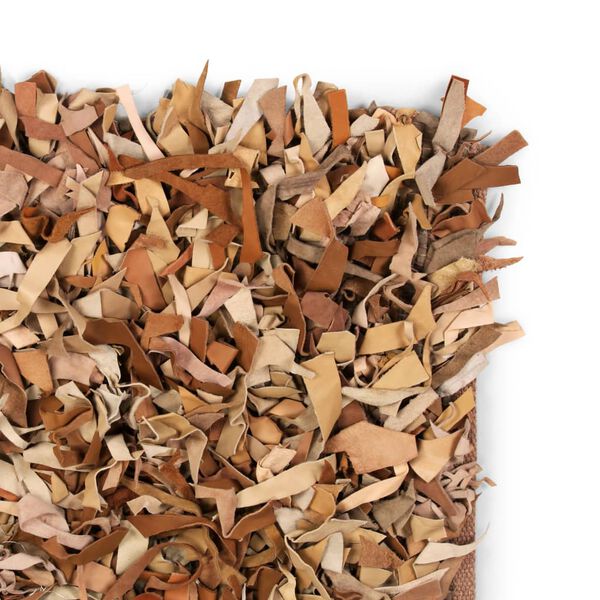 vidaXL Dywan shaggy, prawdziwa sk&oacute;ra, 120x170 cm, jasnobrązowy