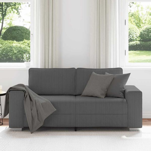 vidaXL Sofa dwuosobowa Ciemnoszara 180x77x82 cm Tkanina sztruksowa