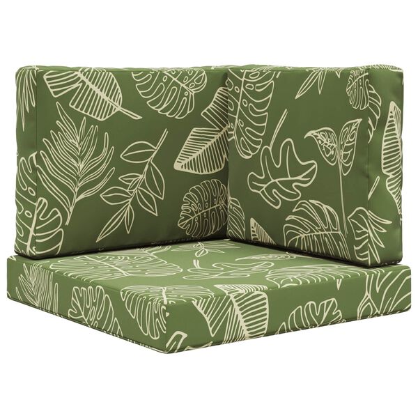 vidaXL Poduszka do sofy na zewnątrz 3 pcs Wz&oacute;r liścia Poliester