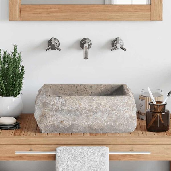 vidaXL Umywalka, szara, 30x 30 x 13 cm, marmurowa