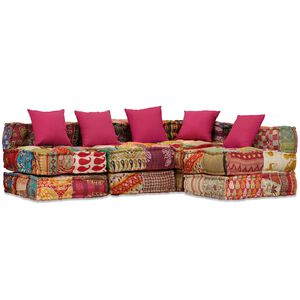 vidaXL Puf modułowy, 4-osobowy, patchwork, tkanina