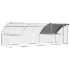 vidaXL Klatka dla kur z 1 drzwiami 3 szt. Srebrny 600x200x200 cm