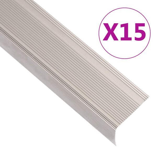 vidaXL Listwy schodowe w kształcie litery L 15 szt. Aluminium 100 cm