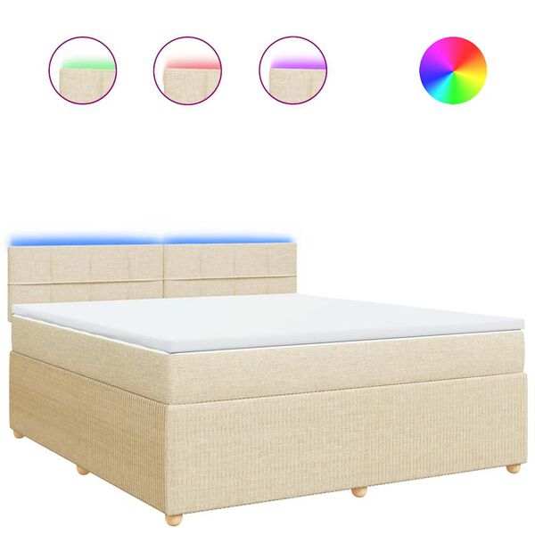 vidaXL Ł&oacute;żko kontynentalne z materacem, kremowe, tkanina, 180x200 cm