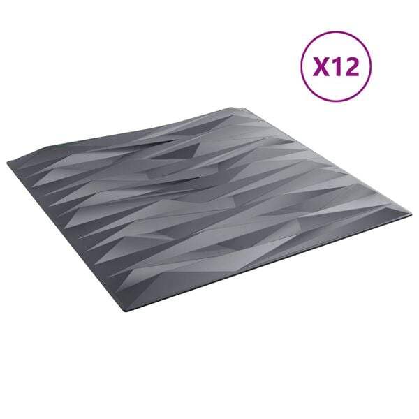 vidaXL Panele ścienne 12 pcs Szary Kamień 50 x 50 cm Pianka XPS