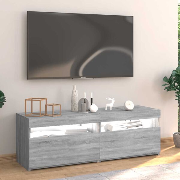 vidaXL Szafka pod TV z LED, szary dąb sonoma, 120x35x40 cm