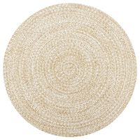 vidaXL Ręcznie wykonany dywan, juta, biały i naturalny, 120 cm