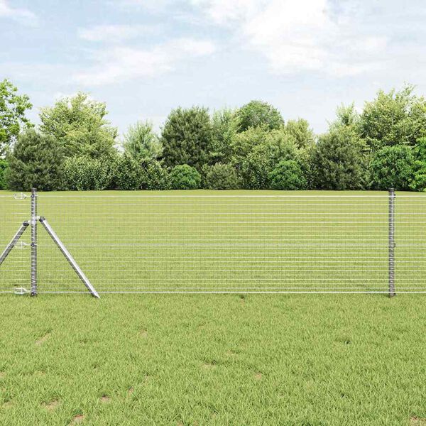 vidaXL Ogrodzenie z słupkami Srebrny 0.4 x 25 m Stal