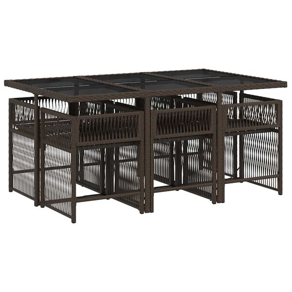 vidaXL 7-cz. zestaw mebli ogrodowych, z poduszkami, brązowy, rattan PE