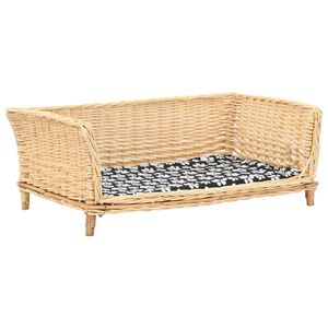 vidaXL Kosz dla psa z poduszką, 90x54x35 cm, naturalna wiklina
