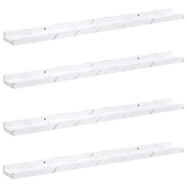 vidaXL P&oacute;łka ścienna z p&oacute;łką 4 pcs Biały marmur 80 x 9 x 3 cm